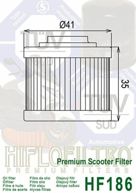 HIFLOFILTRO Oil Filter - HF186 HF186