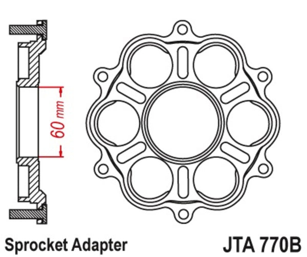 Transportatorul Sprock din spate JT Sprock - 6 Silentbloc Ducati Panigale/Monster JTA770B