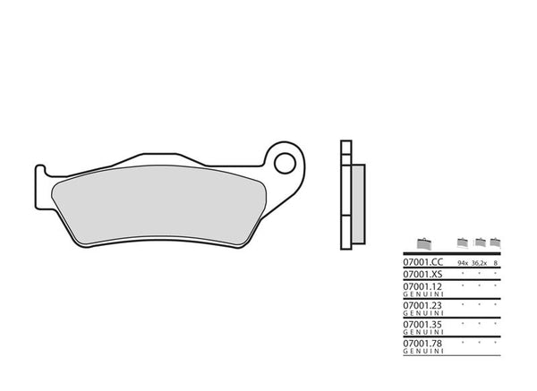 Brembo Scooter Sintered Metal Brake Pads - 07001XS 07001XS