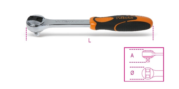 Beta Reversible Socket Wrench 3/8 '' Male Square Drive 72 Teeth 00910082