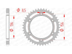 AFAM Steel Standard Bakdrev 14506 - 525 för Suzuki DR 650 SE och XF 650 Freewind. Ståldrev med 156 mm ytterdiameter och 136 mm bultcirkel.