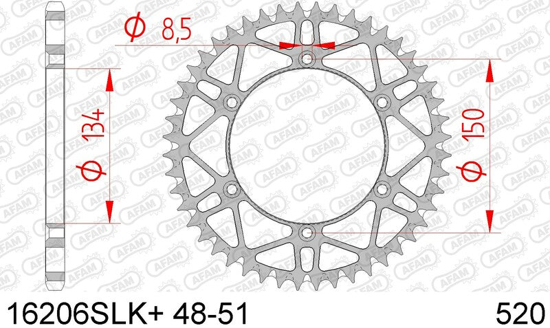 AFAM Oțel Self -Cleaning Sprock 16206 - 520