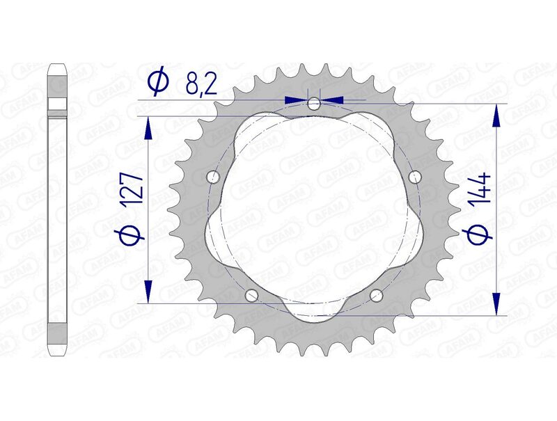 Sproce -uri din spate AFAM din aluminiu 51607 - 520 - Necesită un purtător de sprocații AFAM