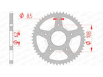 AFAM Steel Standard bakdrev 92122 - 420 för Motor Hispania, Peugeot och Rieju mopeder. Hållbart ståldrev med exakta mått för optimal prestanda.