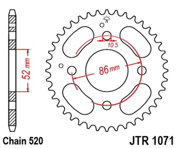 JT Sprock's Steel's Standard Sprock 1071 - 520 JTR1071.30