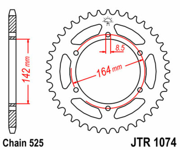 JT Sprock's Steel's Standard Sprock 1074 - 525 JTR1074.44