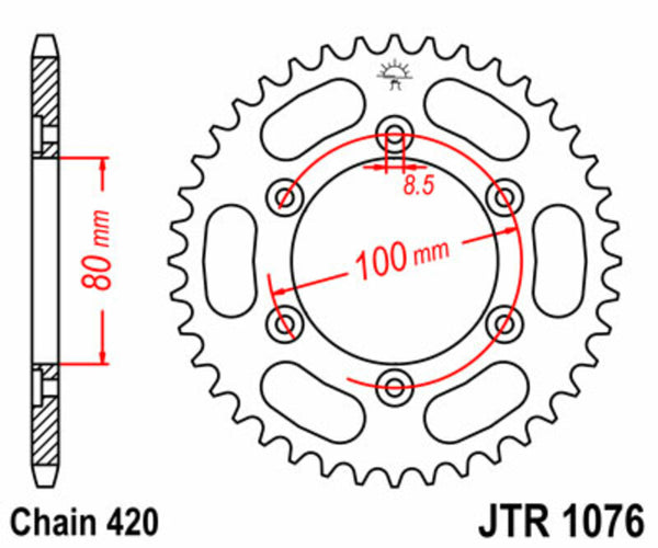JT Sprock's Steel Standard Sprock 1076 - 420 JTR1076.52