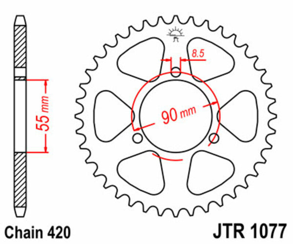JT Sprock's Steel's Standard Sprock 1077 - 420 JTR1077.47