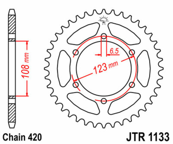 JT Sprock's Steel's Standard Standard Sprocket 1133 - 420 JTR1133.53