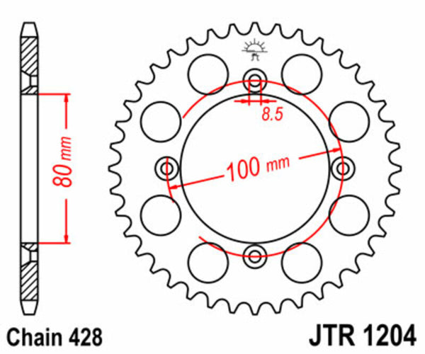 JT Sprock's Steel's Standard Sprock 1204 - 428 JTR1204.50