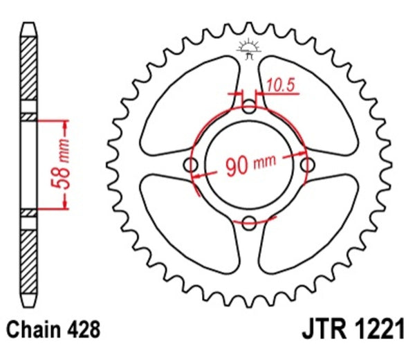 JT Sprock's Oțel Standard Sprock 1221 - 428 JTR1221.44