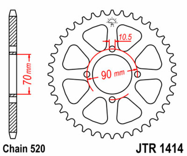 JT Sprock's Steel's Standard Sprock 1414 - 520 JTR1414.43