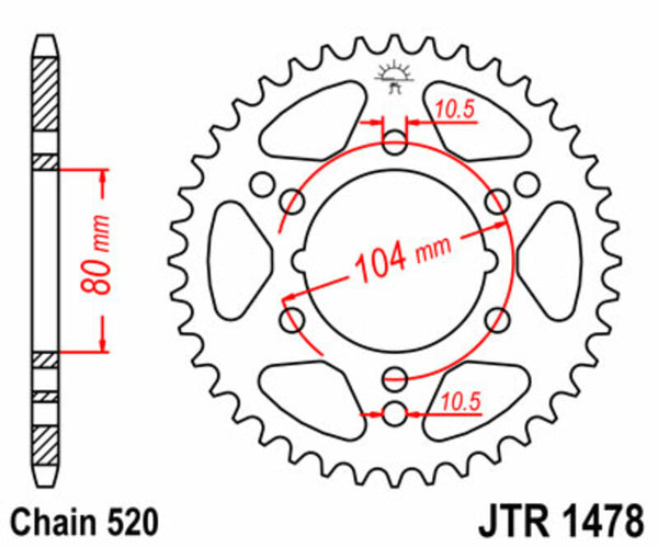JT Sprock's Steel's Standard Sprock 1478 - 520 JTR1478.43