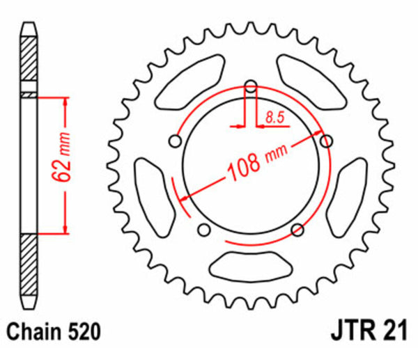 JT Sprock's Steel's Standard Sprock 21 - 520 JTR21.40