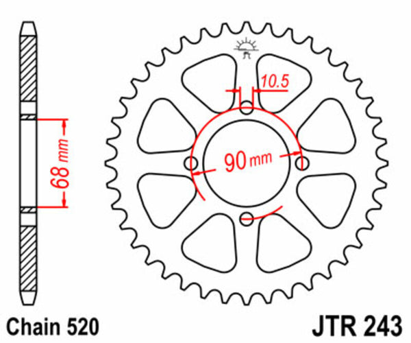 JT Sprock's Steel's Standard Sprock 243 - 520 JTR243.42