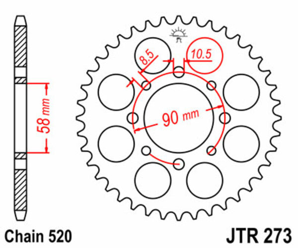 JT Sprock's Steel's Standard Sprock 273 - 520 JTR273.44