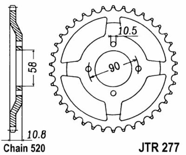 JT Sprock's Steel's Standard Sprock 277 - 520 JTR277.45