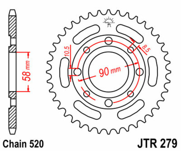 JT Sprock's Steel's Standard Sprock 279 - 520 JTR279.33