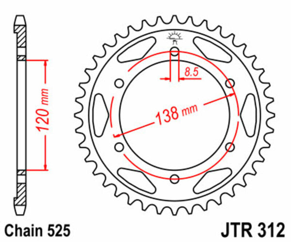 JT Sprock's Steel Standard Sprock 312 - 525 JTR312.40