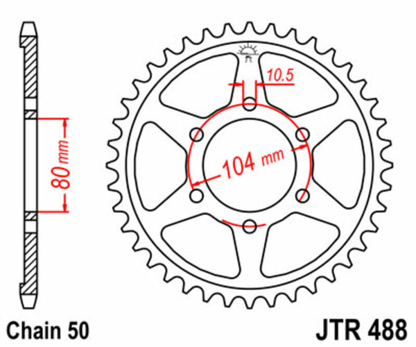 JT Sprock's Steel Standard Rear Sprock 488 - 530 JTR488.42