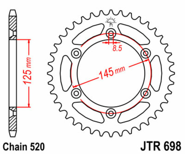 JT Sprock's Steel's Standard Sprock 698 - 520 JTR698.44