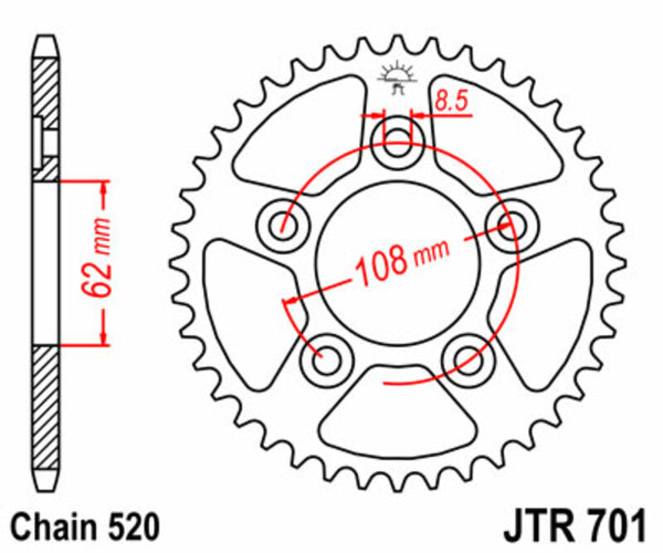 JT Sprock's Steel's Standard Sprock 701 - 520 JTR701.40