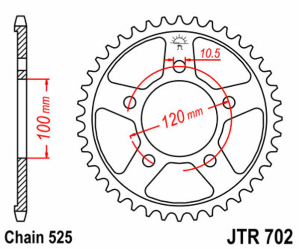 JT Sprock's Steel Standard Sprock 702 - 525 JTR702.42