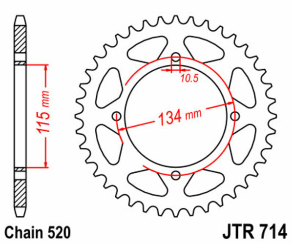 JT Sprock's Steel's Standard Sprock 714 - 520 JTR714.50