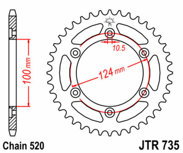 JT Sprock's Steel's Standard Sprock 735 - 520 JTR735.36