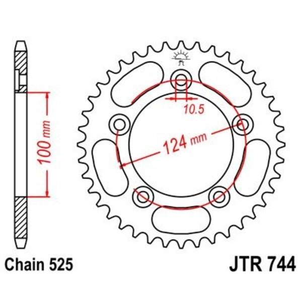 JT Sprock's Steel Standard Sprock 744 - 525 JTR744.38