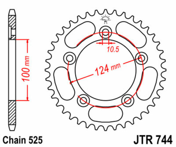 JT Sprock's Steel's Standard Sprock 744 - 525 JTR744.39