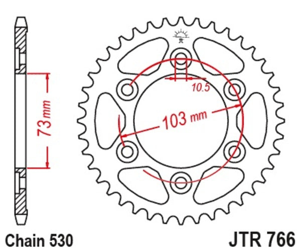 JT Sprock's Steel Standard Sprock 766 - 530 JTR766.43