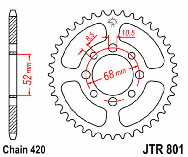 JT Sprock's Steel's Standard Sprock 801 - 420 JTR801.49