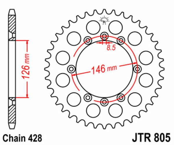 JT Sprock's Steel's Standard Sprock 805 - 428 JTR805.50