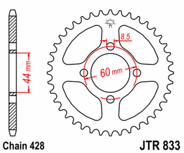 JT Sprock's Steel's Standard Sprock 833 - 428 JTR833.49