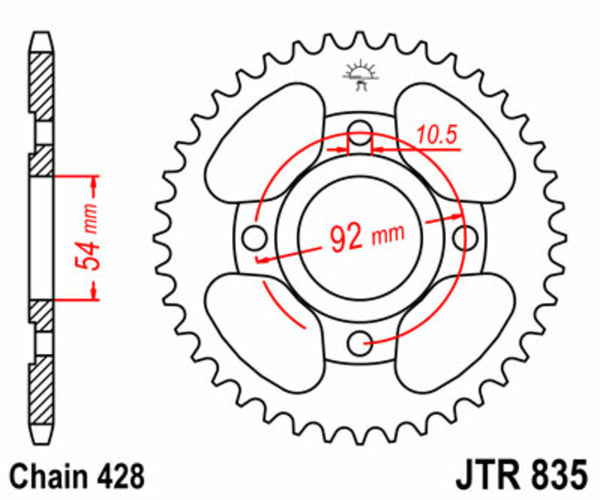 JT Sprock's Steel Standard Sprock 835 - 428 JTR835.45