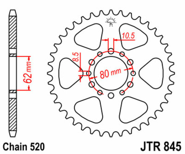 JT Sprock's Steel's Standard Sprock 845 - 520 JTR845.40