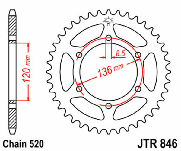 JT Sprock's Steel's Standard Sprock 846 - 520 JTR846.41