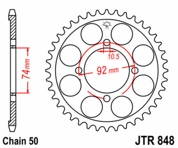 JT Sprock's Steel's Standard Sprock 848 - 530 JTR848.39