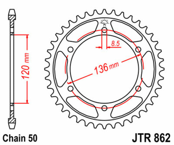 JT Sprock's Steel's Standard Sprock 862 - 530 JTR862.38
