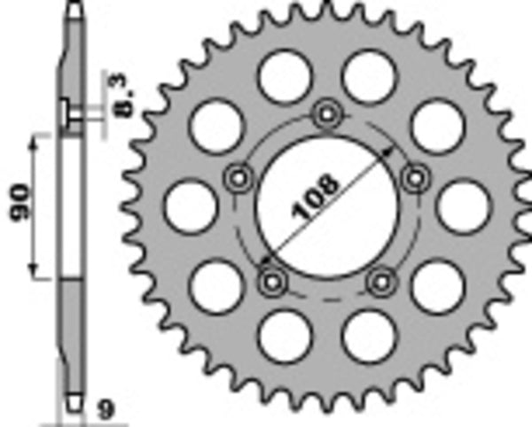 PBR Standard C45 Sprocket spate din oțel 1026 - 520 1026 38 C45