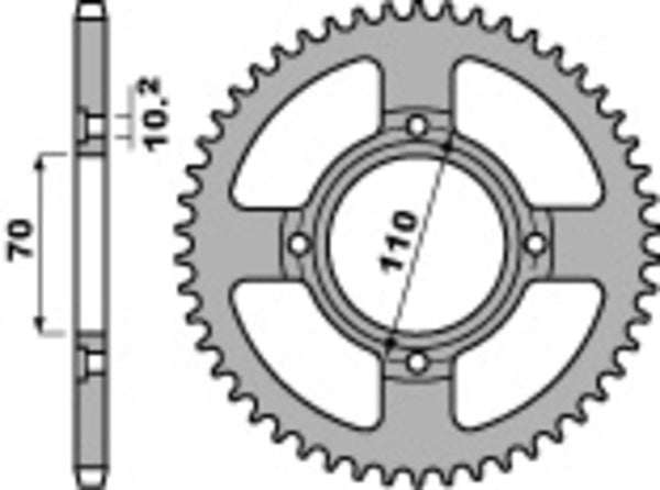 PBR Standard C45 Sprocket spate din oțel 248 - 520 248 44 C45