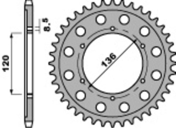 PBR Standard C45 Sprock din spate 4324 - 428 4324 57 C45