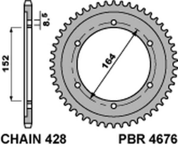 PBR Standard C45 Sprocket spate din oțel 4676 - 428 4676 56 C45