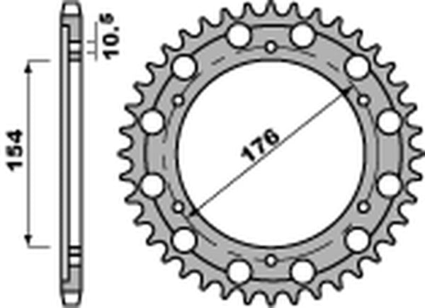 PBR Standard C45 Sprocket spate din oțel (43 dinți) 4679 - 525 4679 43 C45