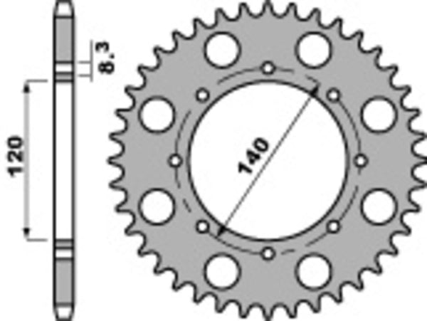 PBR Standard C45 Steel rear Sprock 491 - 520 491 47 C45