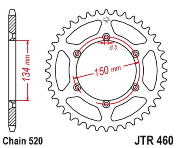 JT Sprock's Self -Cleaning Sprock 460 - 520 JTR460.50SC