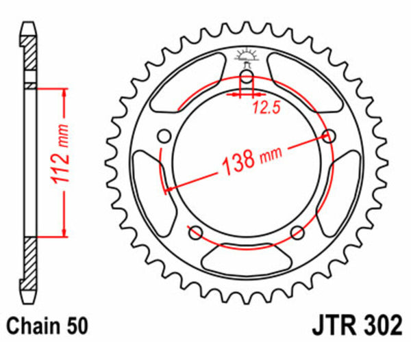 JT Sprock's Steel's Standard Sprock 302 - 530 JTR302.44