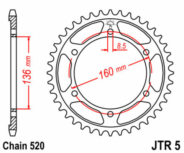 JT Sprock's Steel's Standard Sprock 5 - 520 JTR5.47