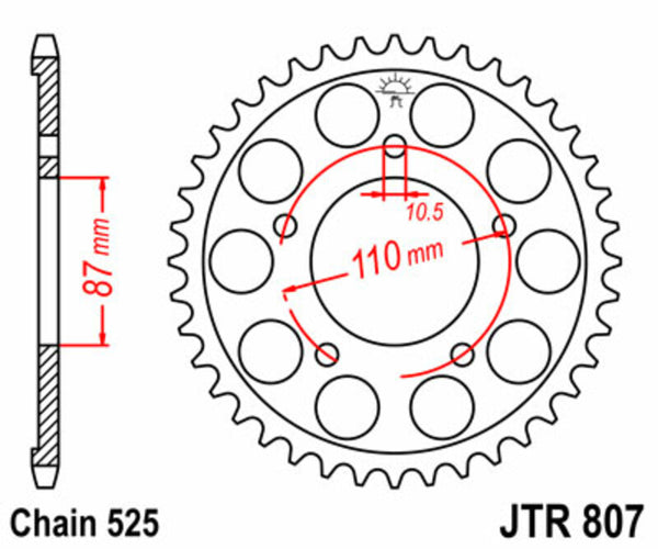 JT Sprock's Steel Standard Sprock 807 - 525 JTR807.45